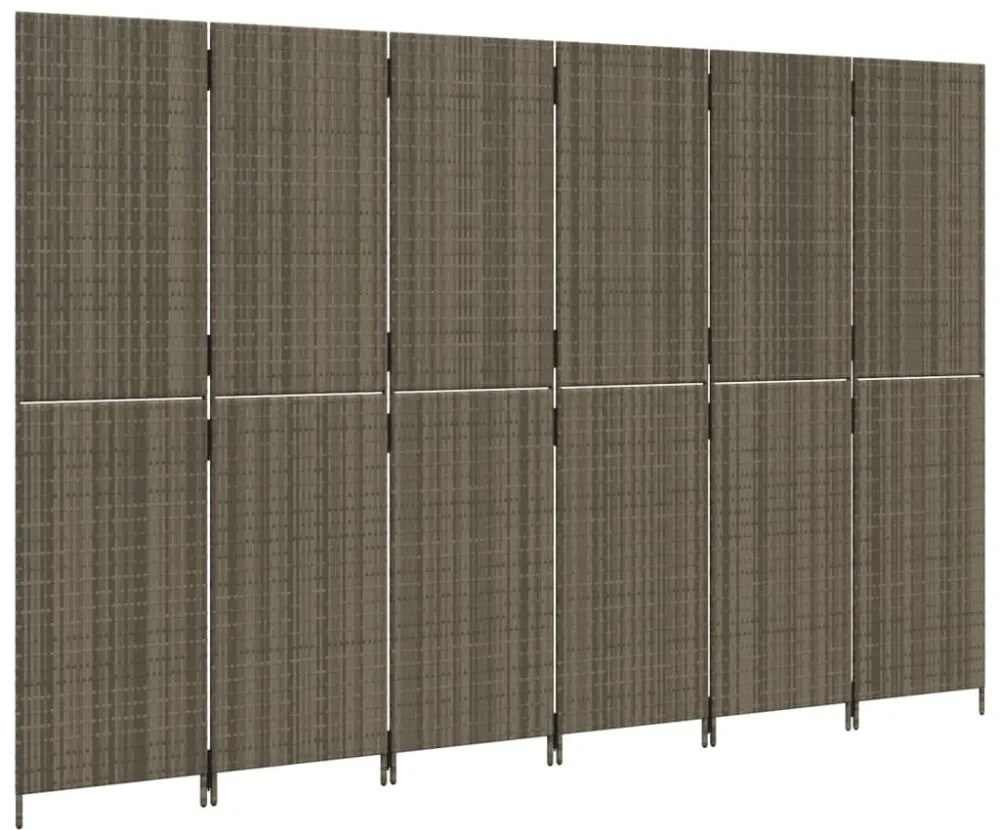 szürke 6-paneles polyrattan térelválasztó
