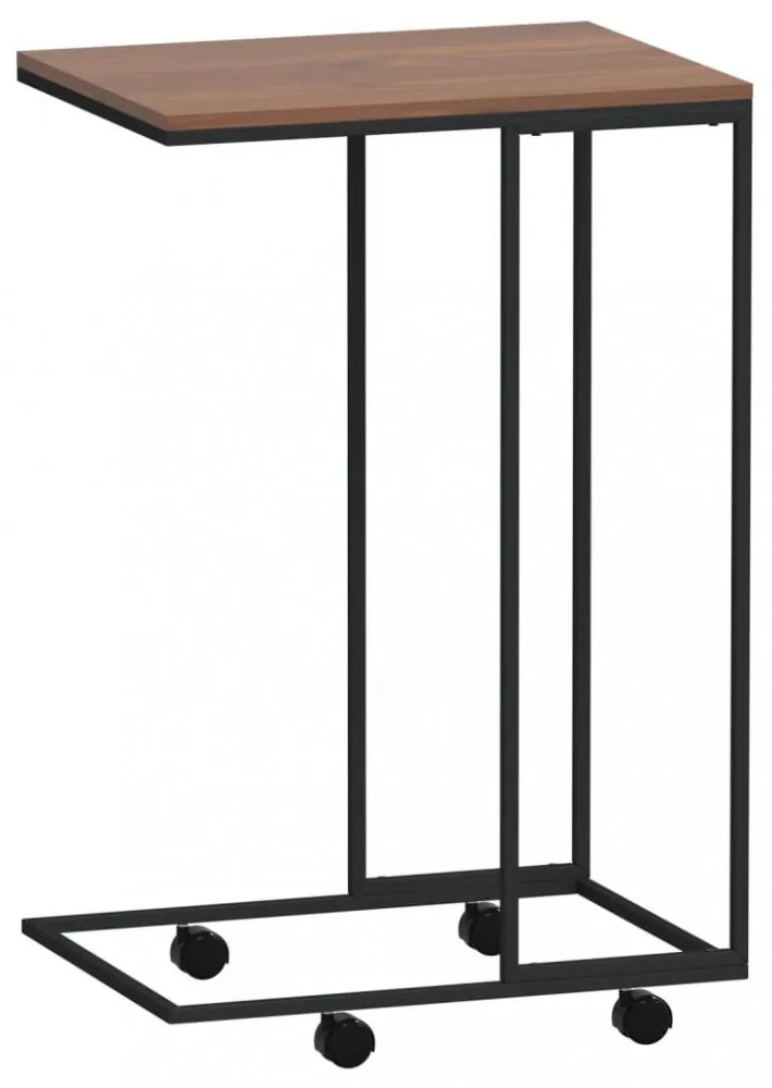 fekete szerelt fa kisasztal kerekekkel 40 x 30 x 63,5 cm