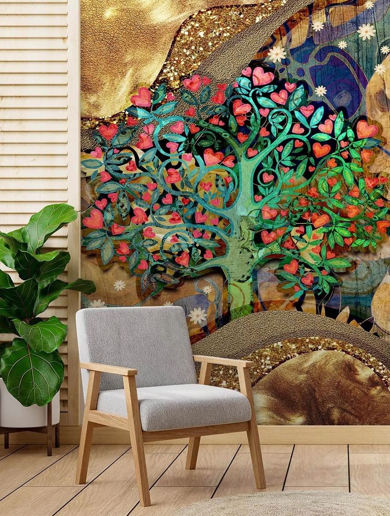 Gario Fotótapéta Szív alakú levelek Anyag: Vlies, Méret: 150 x 210 cm