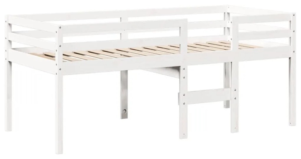 fehér tömör fenyőfa magasított ágy tetővel 80 x 200 cm
