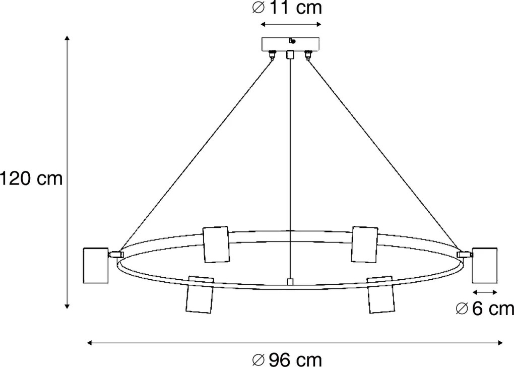 Smart Pendant Light Wood with White Round 6-Lights Incl. WiFi GU10 - Jeana Circle