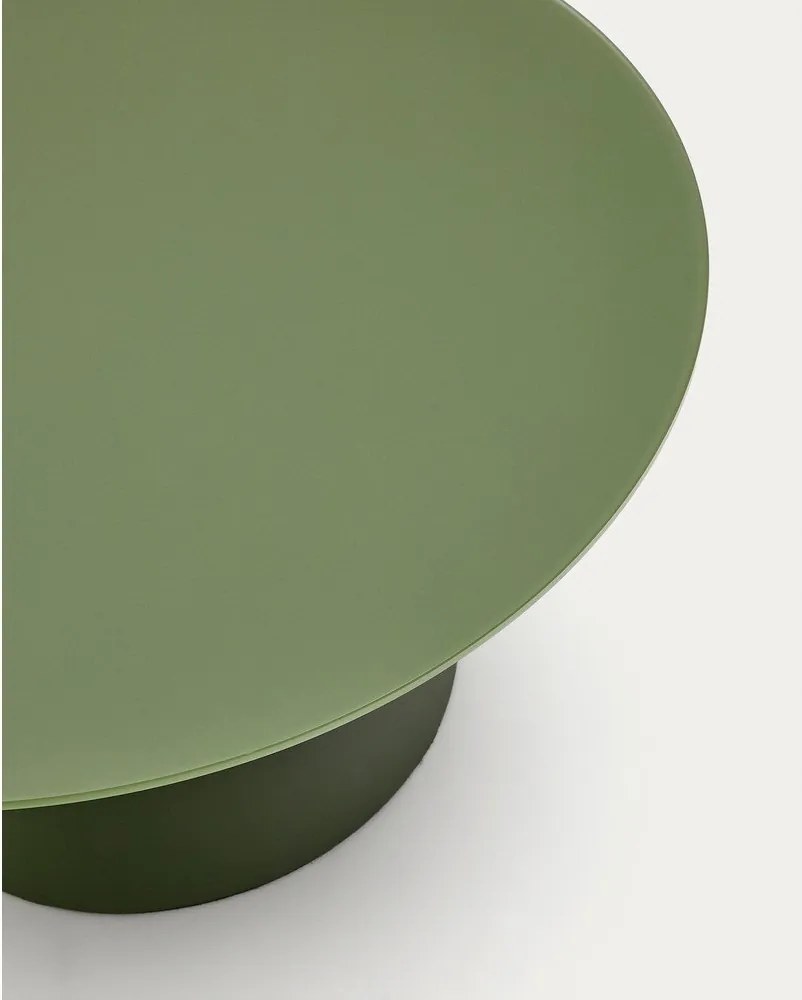 Zöld kerek dohányzóasztal üveg asztallappal ø 80 cm Wilshire – Kave Home