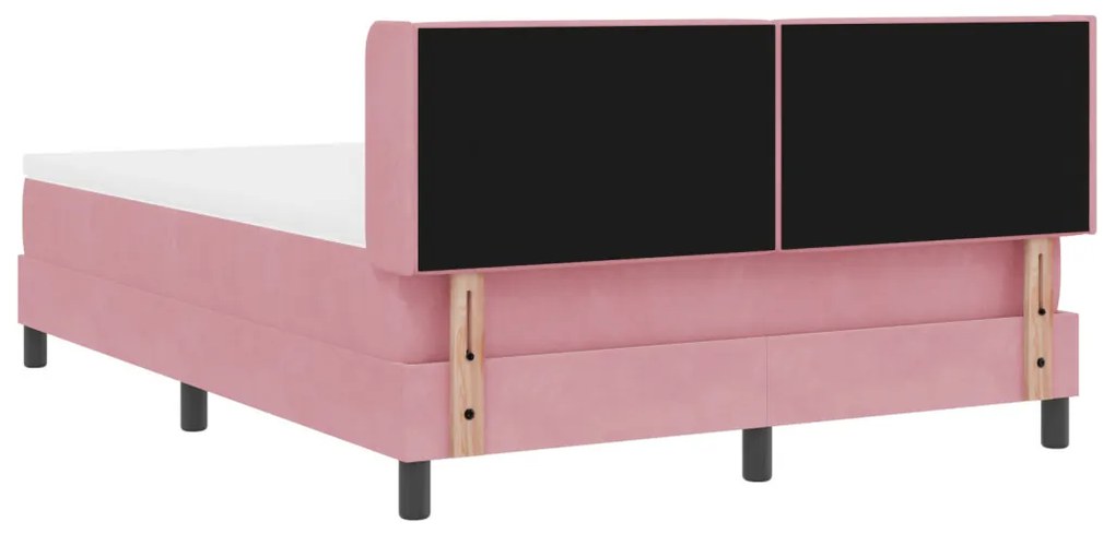 Rózsaszín Boxspring Ágy Matraccal 160x200 cm Bársony