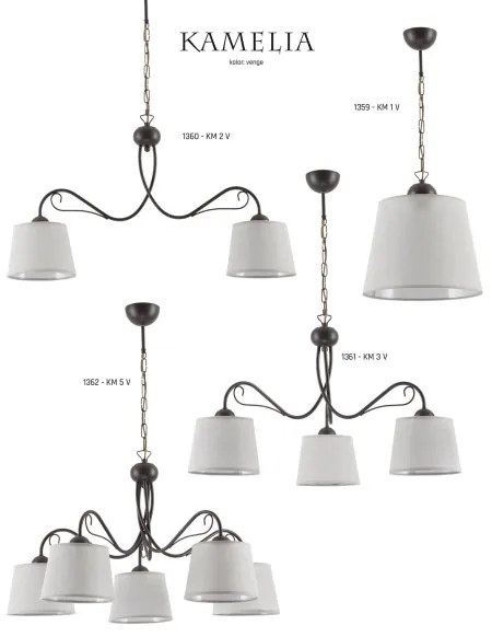Jupiter 1361 - KM 3 V - Csillár láncon KAMELIA 3xE27/60W/230V