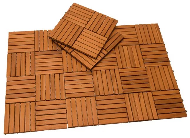 Casaria® Quatro mozaikás fa járólapok - 11 darabos készlet, 30x30 cm