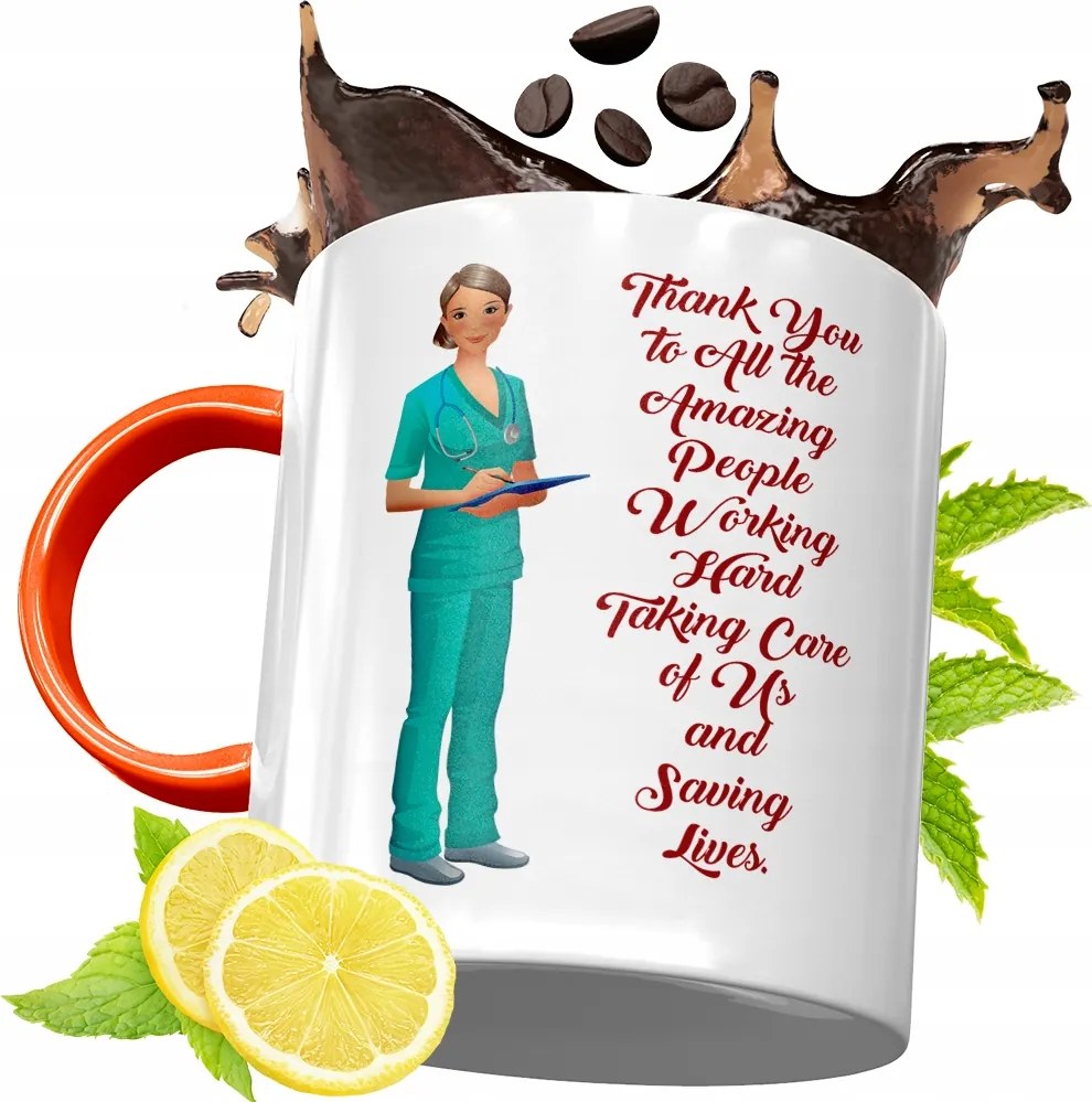 Narancssárga Bögre Ápolónőnek Ajándékba, fényképes nyomattal