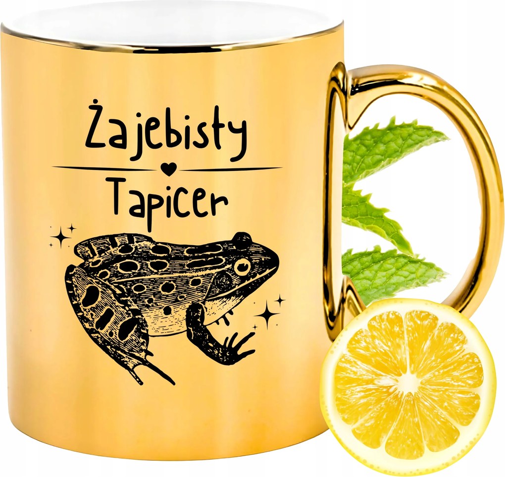 Prémium Arany Fényes Bögre Kárpitos Ajándék Nyomtatott Fotó