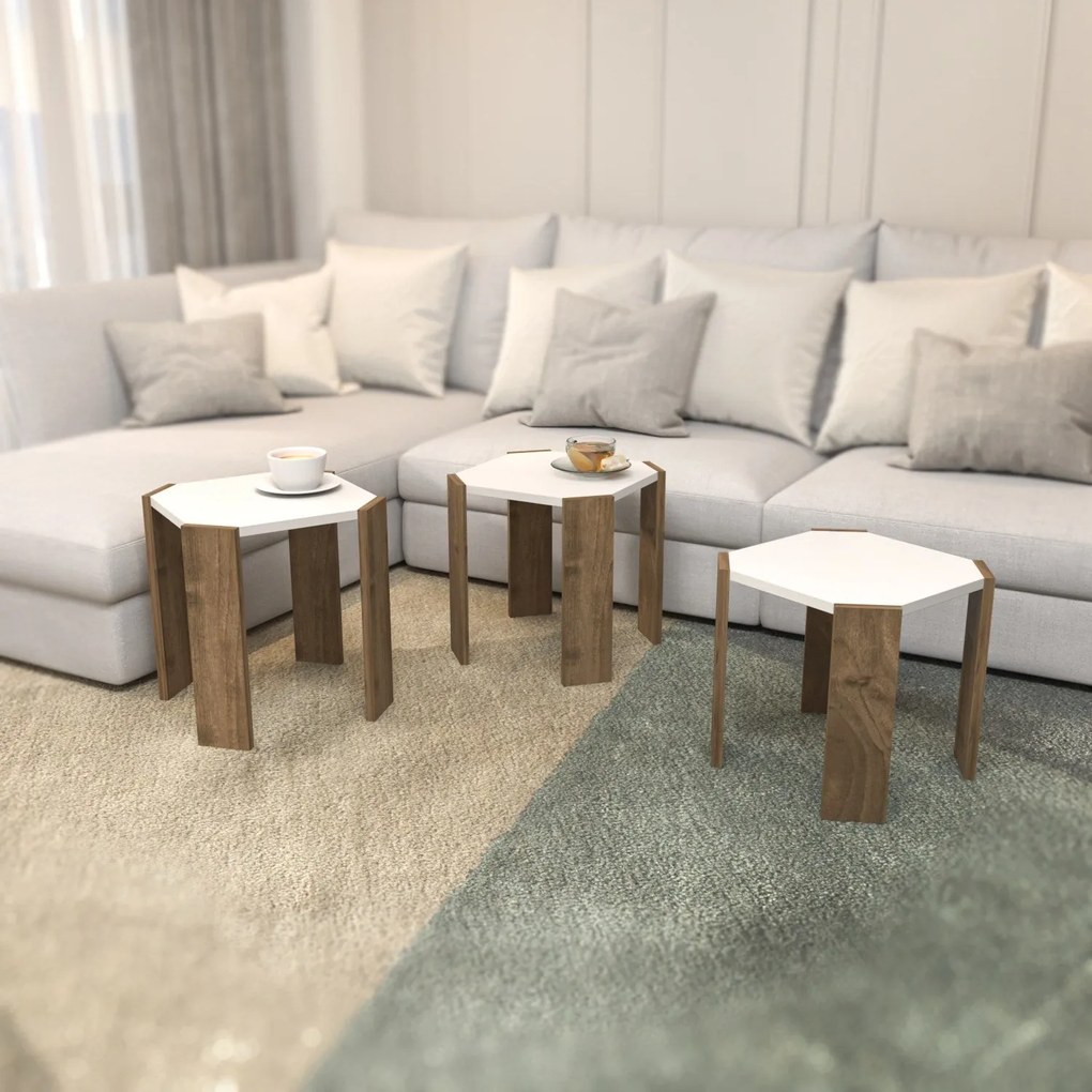 Dohányzóasztal Lori - White, Walnut