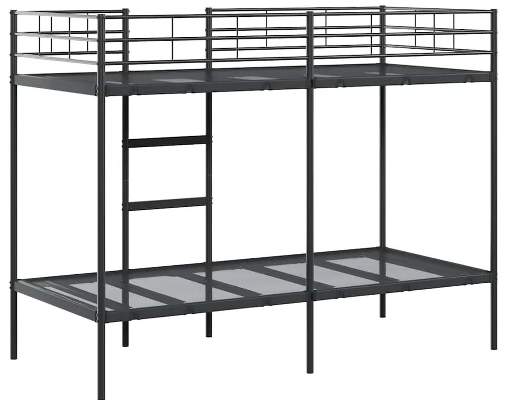 fekete acél emeletes ágy matrac nélkül 90 x 190 cm