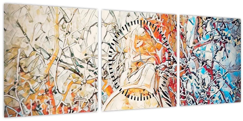 Kép - Mozaik absztrakció (órával) (90x30 cm)