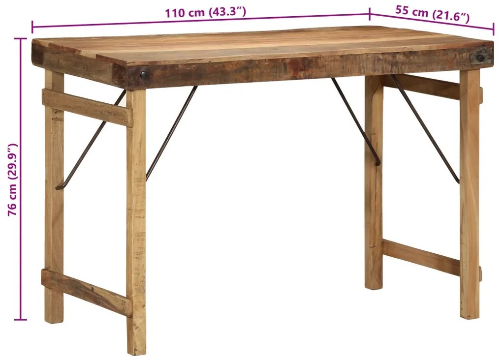 Étkezőasztal 110x55x76 cm Tömör újrahasznosított fa