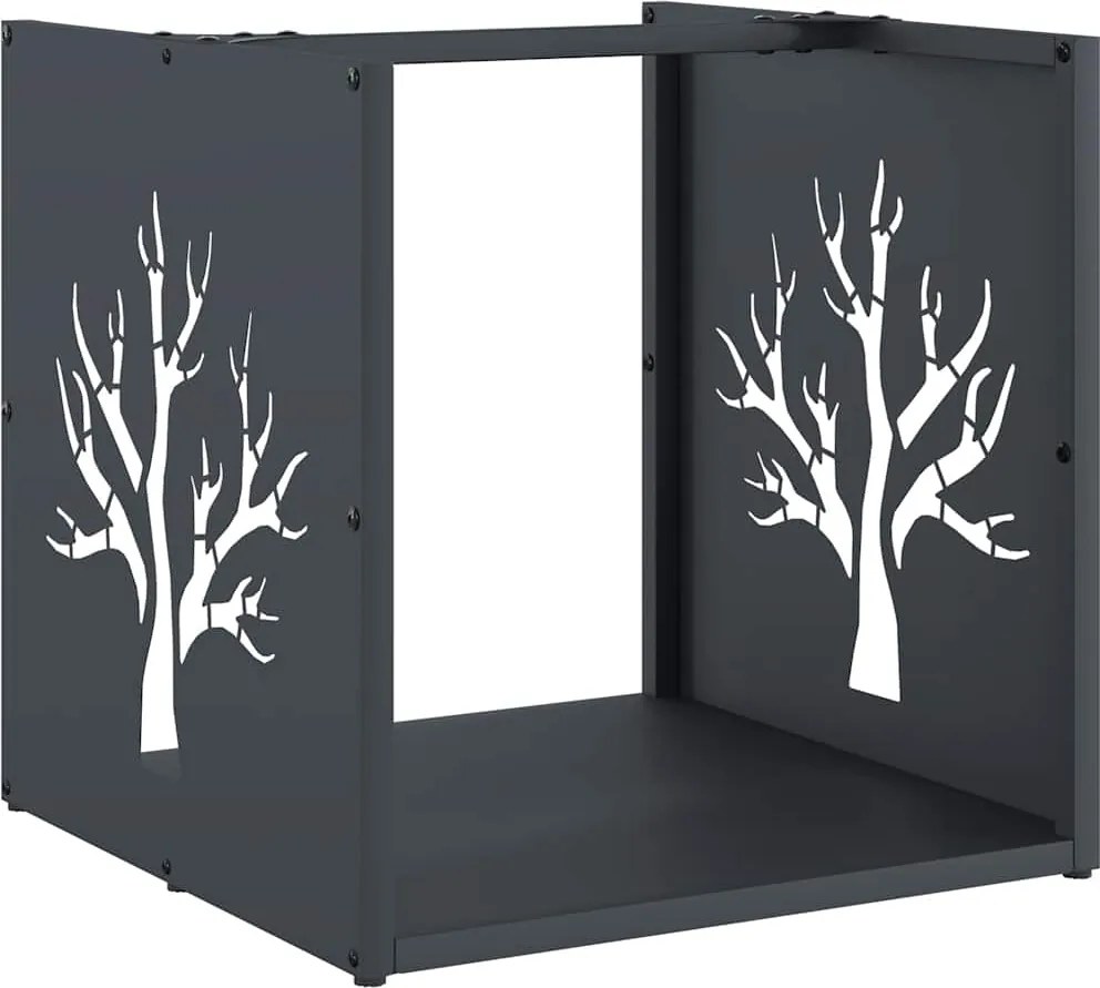 vidaXL antracitszürke hidegen hengerelt acél tűzifatároló 40x40x40 cm