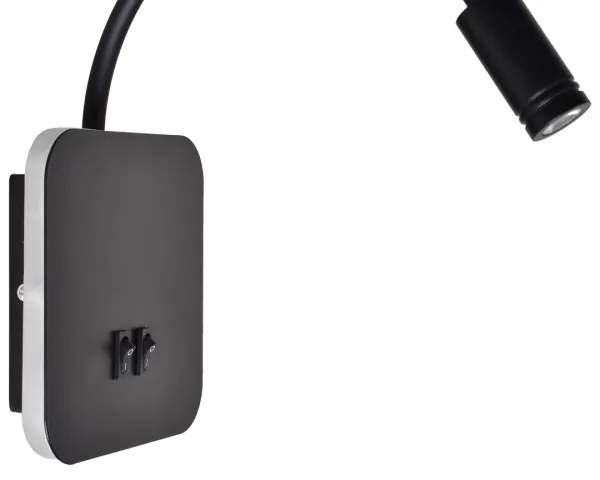 LED flexibilis fali lámpa BASE 1xLED/8W+1xLED/2W/230V fekete/ezüst