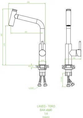 Laveo Toro, álló konyhai csaptelep h-390, fekete, LAV-BAX_769D