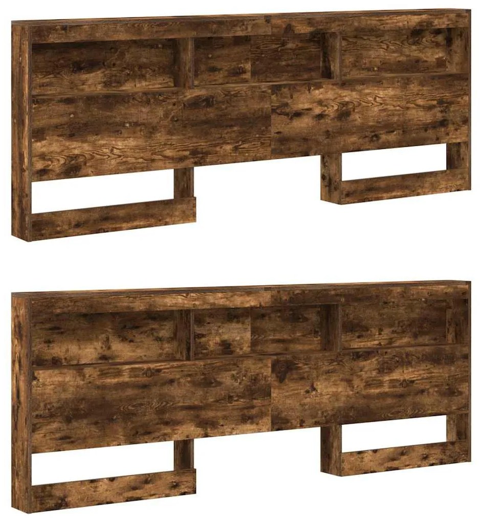 Tároló fejtámla polcokkal Füstölt tölgy 200 cm Faanyag