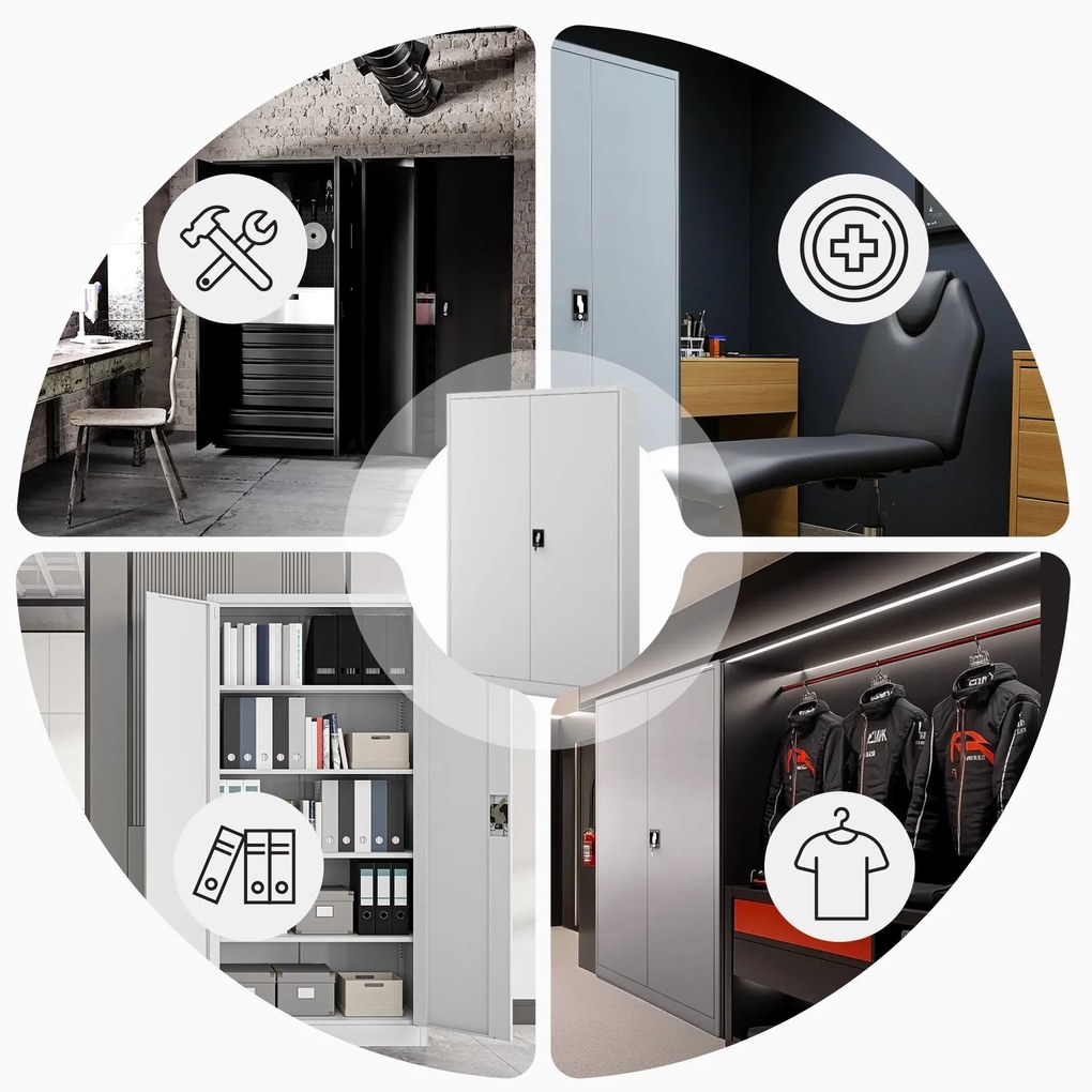 Fém iratszekrény JAN II, 1150 x 185 x 400 mm, szürke