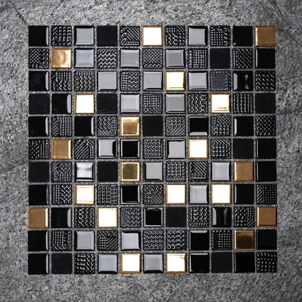 Mozaik dekorcsempe  322155 Black Gold