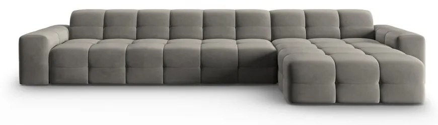 Szürke bársony sarokkanapé (jobb oldali) Kendal – Micadoni Home
