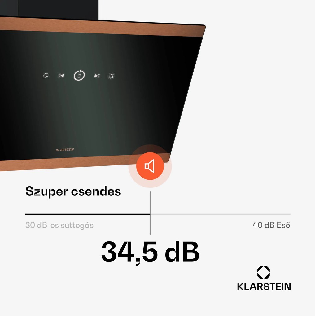 Klarstein FlashLine 60 páraelszívó, A++, 578 m³/h, 3 szint, érintős, csendes, LED, elszívás/recirkuláció, 100 W