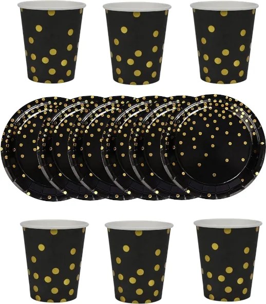 Szülinapi Bögre Szett Tányérok Fekete-arany