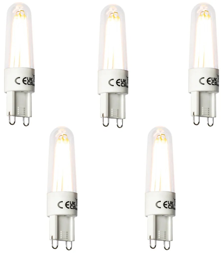 5 darabos G9 LED filament izzókészlet 2,5W 240lm 2300K
