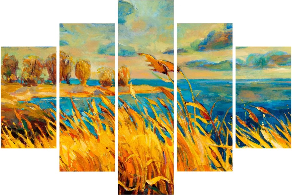 Kép - naplemente a tó felett, akril festmény (150x105 cm)