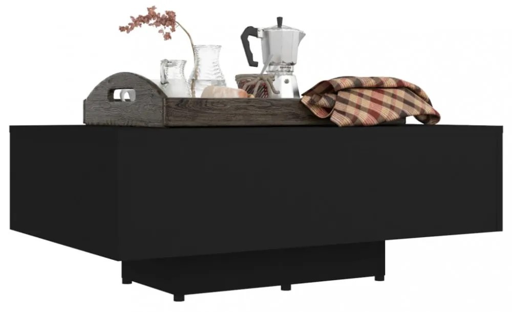 fekete szerelt fa dohányzóasztal 85 x 55 x 31 cm