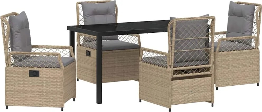 vidaXL Kert étkező szett 5 pcs Beige és Világosszürke polirattan