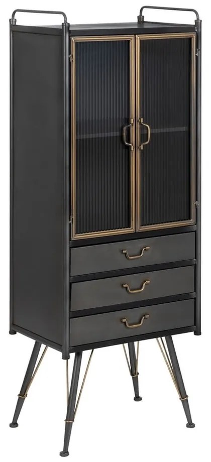 Fekete fém tálalószekrény 58x150 cm Brick – Ixia