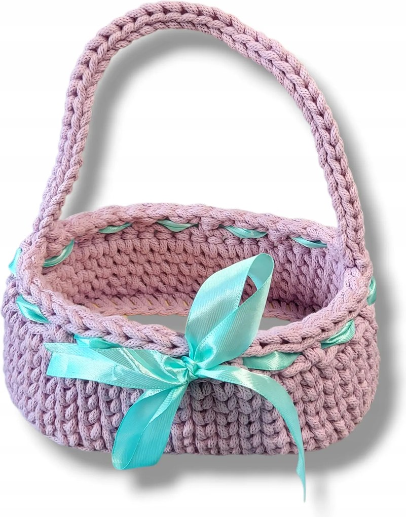 Húsvéti kosár ajándék dekoráció kézzel készített rózsaszín handmade