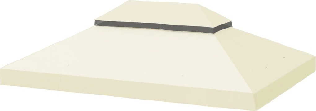 Outsunny Pavilon Csere Tető 4x3 m Két Rétegű Borító Szúnyoghálóval UV 30+ Csere Napernyő Pavilonhoz Krém Színben | Aosom