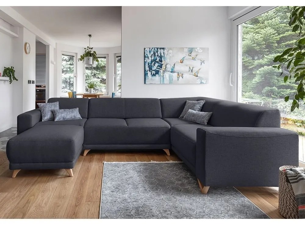 Antracitszürke kinyitható-tárolóhelyes sarokkanapé (jobb oldali-U alakú) Classy Sophie – Miuform