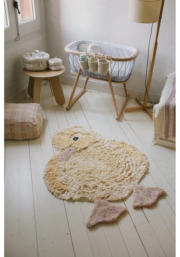 Sárga mosható kézi szövésű pamut gyerek szőnyeg 95x120 cm Ducky – Lorena Canals