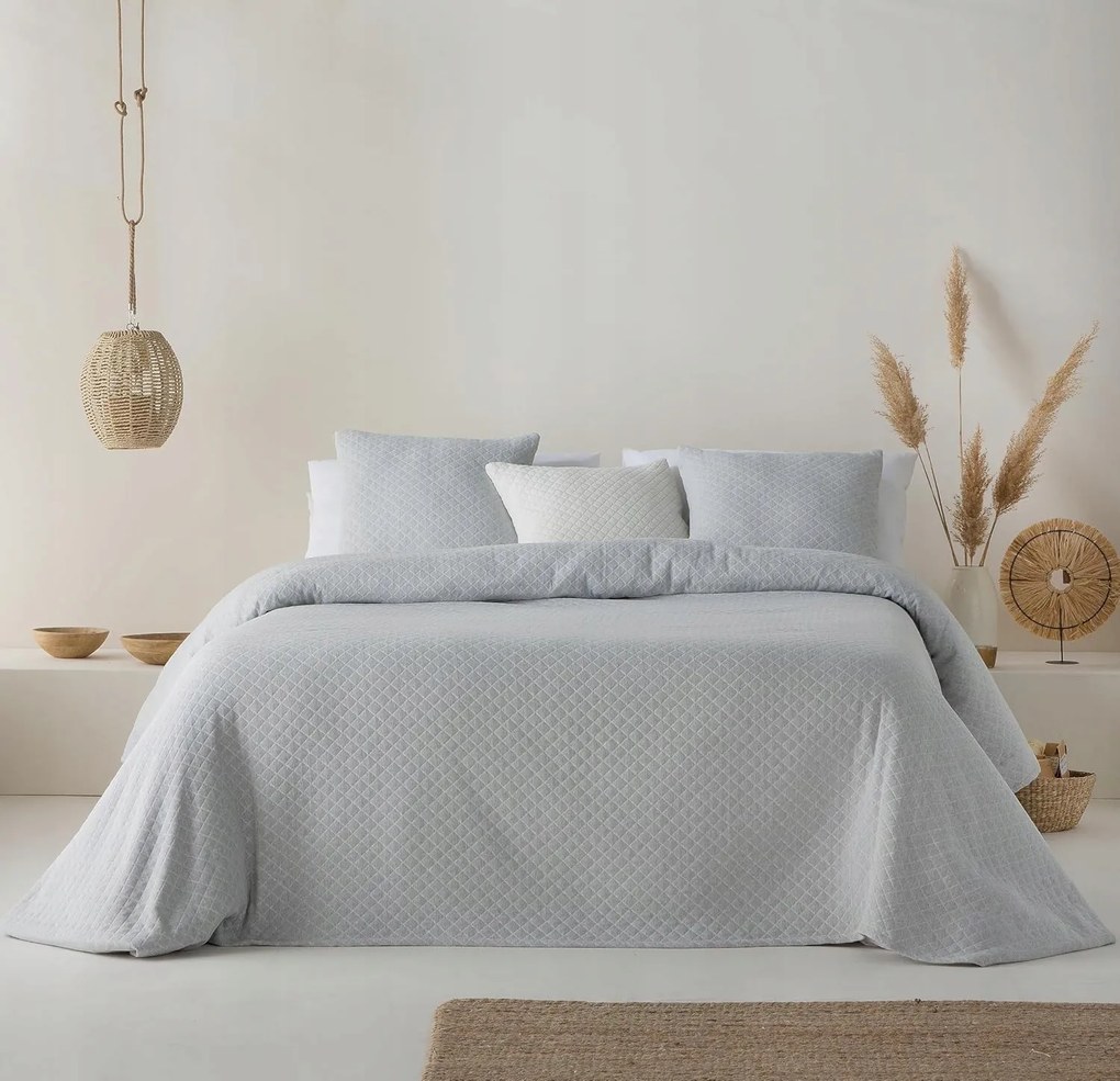 Ágytakaró 140 cm-ig steppelt pamut világosszürke