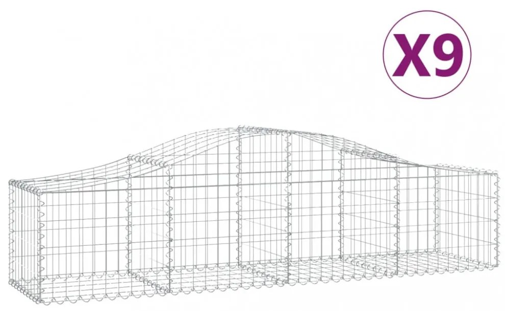 9 db íves horganyzott vas gabion kosár 200x50x40/60 cm