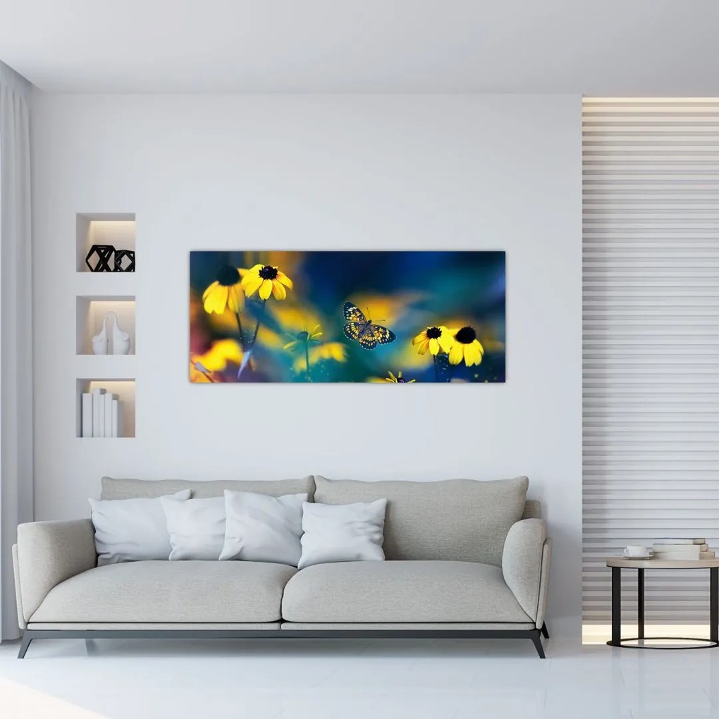 Kép - Sárga pillangó virággal (120x50 cm)