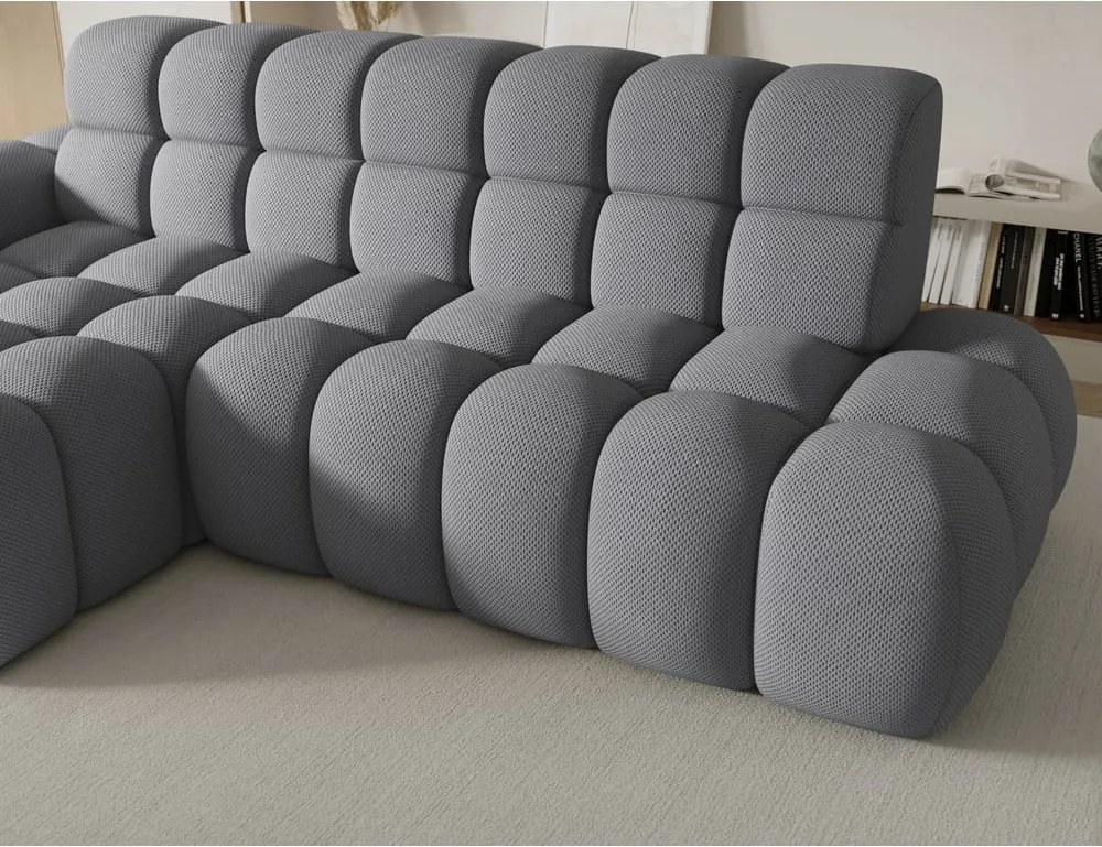 Szürke kinyitható sarokkanapé (bal oldali-heverő résszel) Ceedro – ELTAP