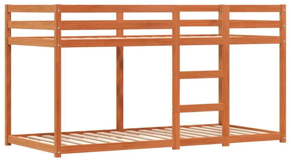 fehér/fekete tömör fenyőfa emeletes ágy függönyökkel 80x200 cm