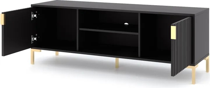 TV szekrény 2 ajtós fekete / fekete matt színkombinációban – FLINN FL02
