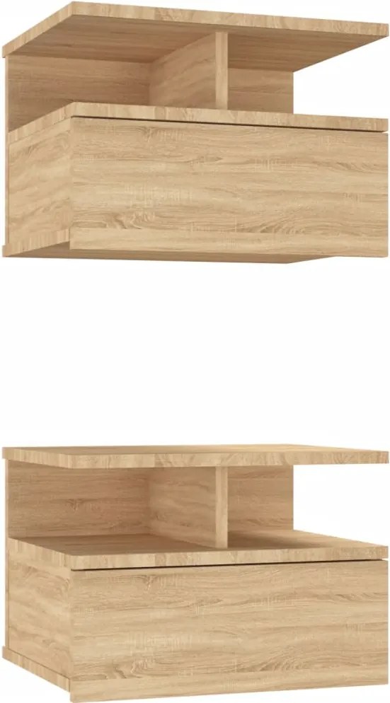 vidaXL 2 db sonoma tölgy szerelt fa lebegő éjjeliszekrény 40x31x27 cm