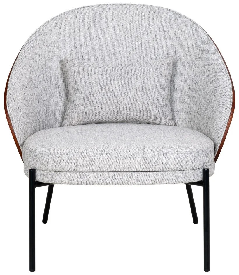 Canelas fotel, világosszürke sötétbarna háttal és fekete lábakkal