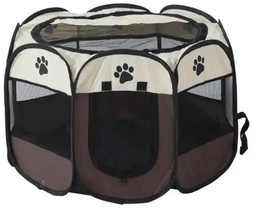 Hordozható kisállat kennel, 90 x 90 x 60 cm, barna