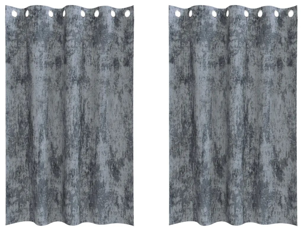 Függöny függönyökkel 2 pcs Ezüst Szürke 175 x 140 cm Bársony