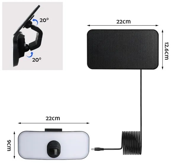 Immax 08500L - LED napelemes fali lámpa szenzorral, 13W, 4000K, IP65