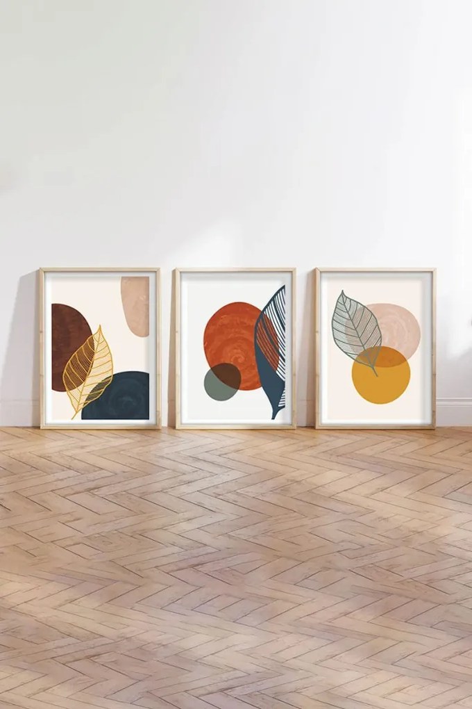 Huhu209 keretezett MDF falikép, 50 x 70 cm, 3 db-os szett