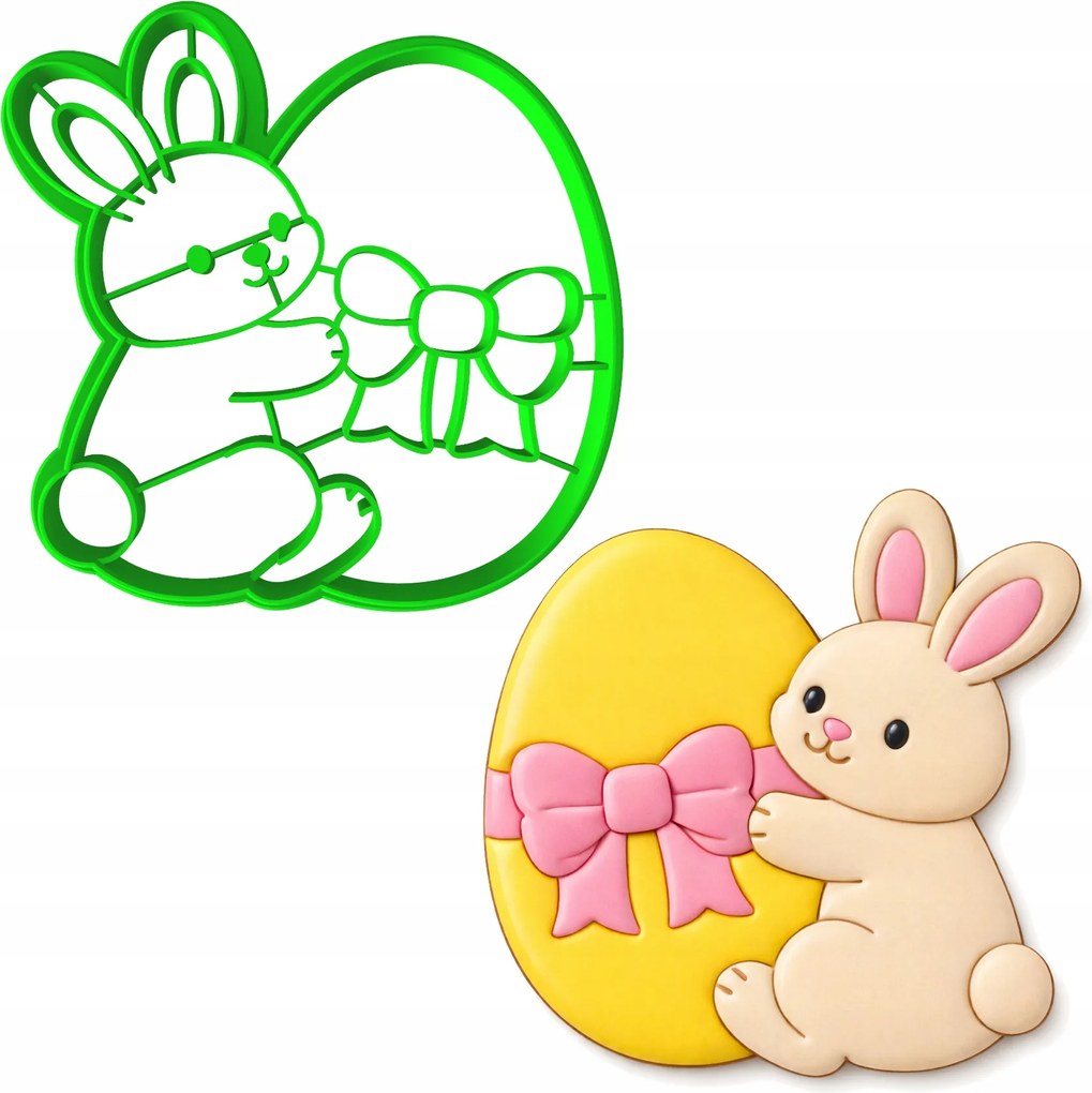 Húsvéti Forma Mézeskalács lyukasztó Húsvéti Nyuszi Tojással