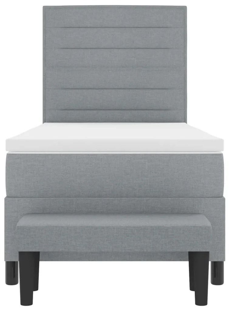 Boxspring ágy matraccal és pad light szürke 90 x 190 cm szövet