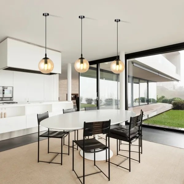 Csillár zsinóron COSMO 1xE14/10W/230V átm. 14 cm fekete/bézs