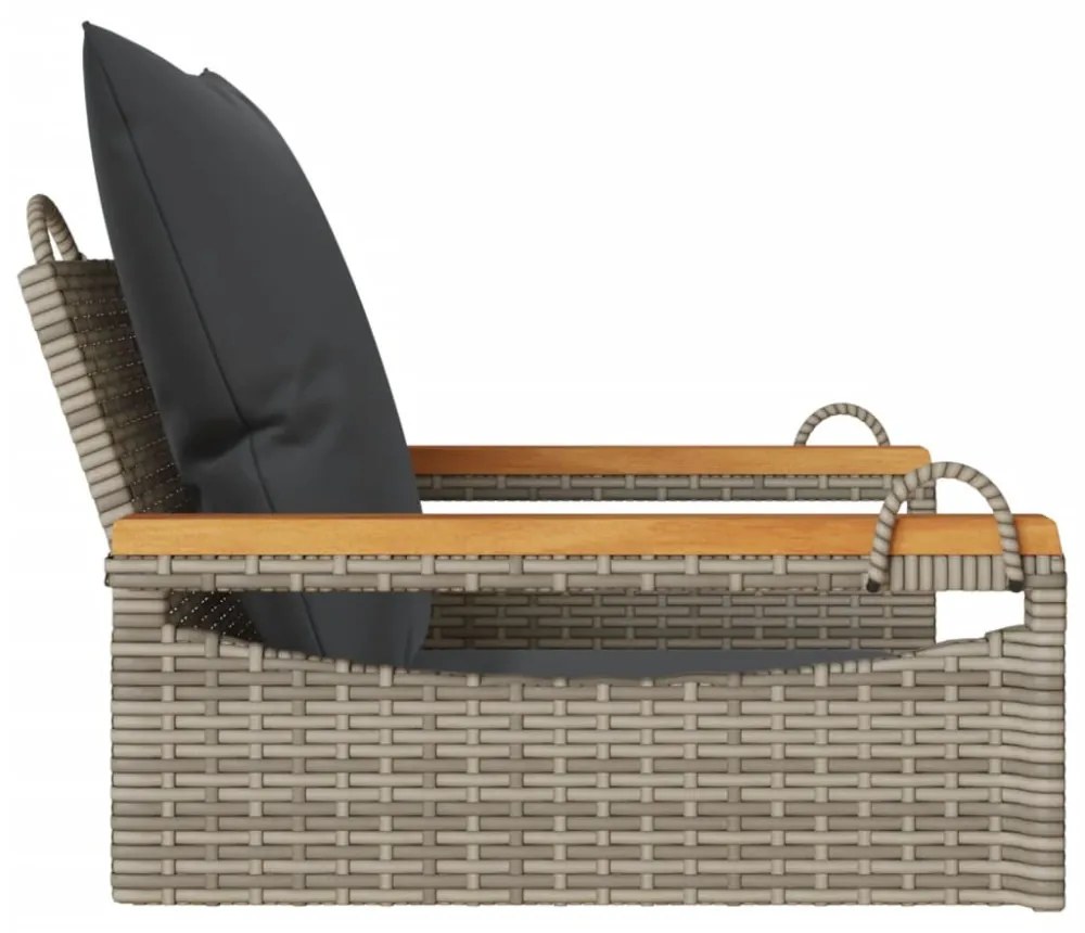 szürke polyrattan hintapad párnákkal 63 x 62 x 40 cm