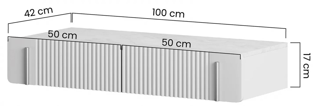 Malmi fali fésülködőasztal fiókokkal 100 cm - fekete matt / arany
